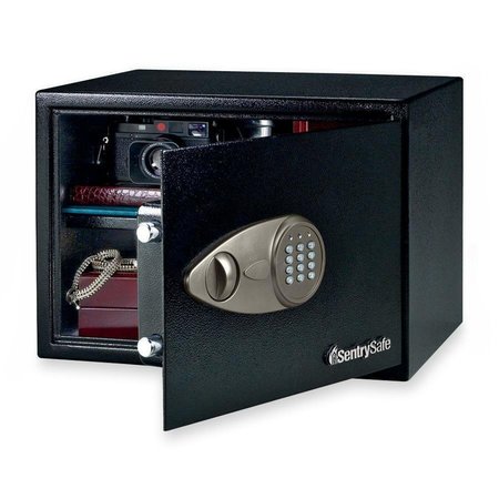 SENTRY SAFE Electronic Safe w/Lock/Key, 17"x14-3/4"x10-3/5", Black SENX125